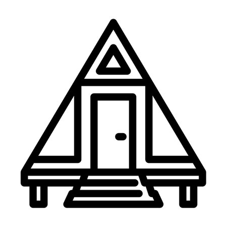 glamping tent luxury line icon vector illustrationのイラスト素材