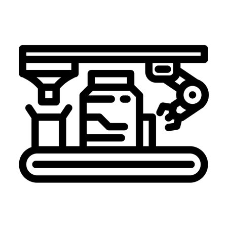 assembly line manufacturing engineer line icon vector illustrationのイラスト素材