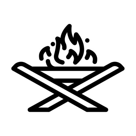 foldable fire pit glamping line icon vector illustrationのイラスト素材