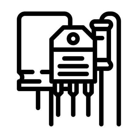 electronic components manufacturing engineer line icon vector illustrationのイラスト素材