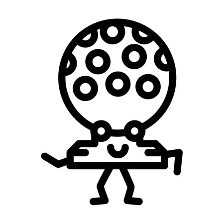 disco ball retro music character line icon vector illustrationのイラスト素材