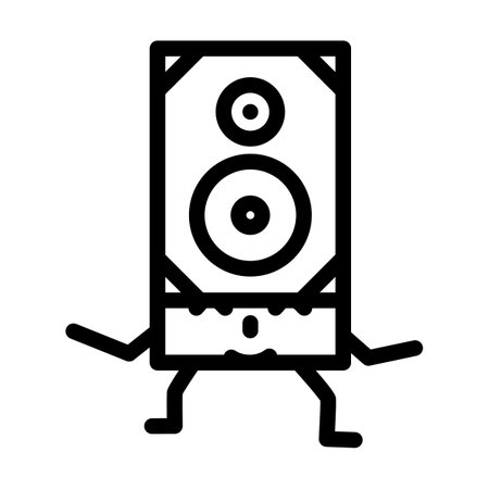 vintage speaker character retro music line icon vector illustrationのイラスト素材