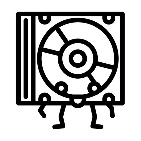 cd disc music retro character line icon vector illustrationのイラスト素材