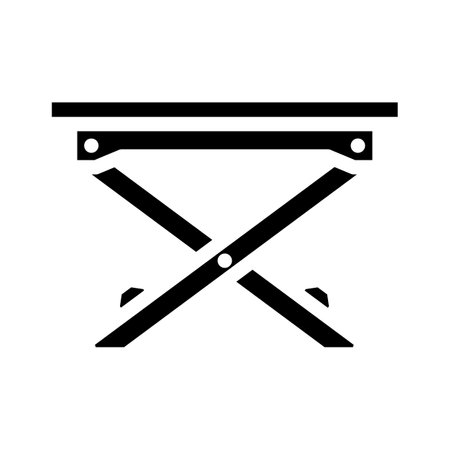 foldable picnic table glamping glyph icon vector illustrationのイラスト素材