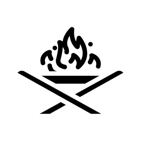 foldable fire pit glamping glyph icon vector illustrationのイラスト素材