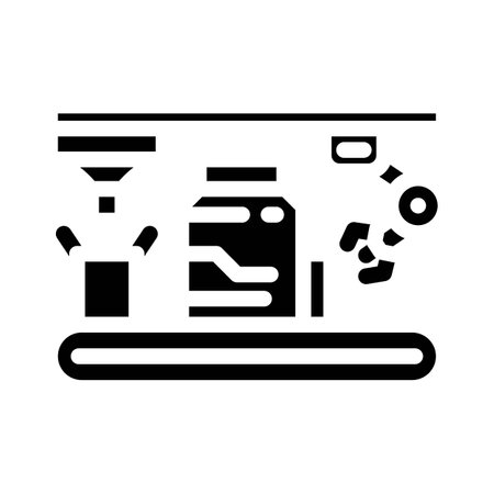 assembly line manufacturing engineer glyph icon vector illustrationのイラスト素材