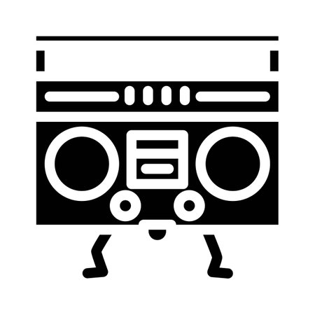 boombox character retro music glyph icon vector illustrationのイラスト素材