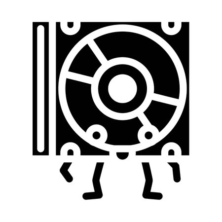 cd disc music retro character glyph icon vector illustrationのイラスト素材