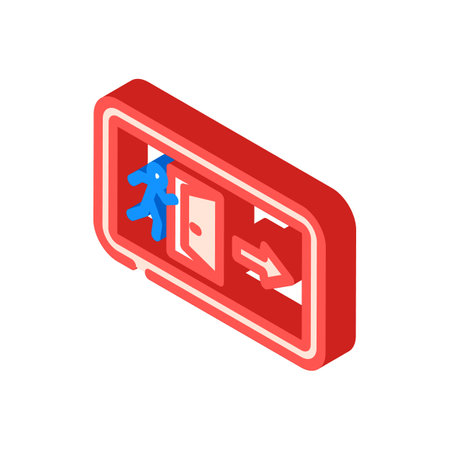emergency exit alert isometric icon vector illustrationのイラスト素材