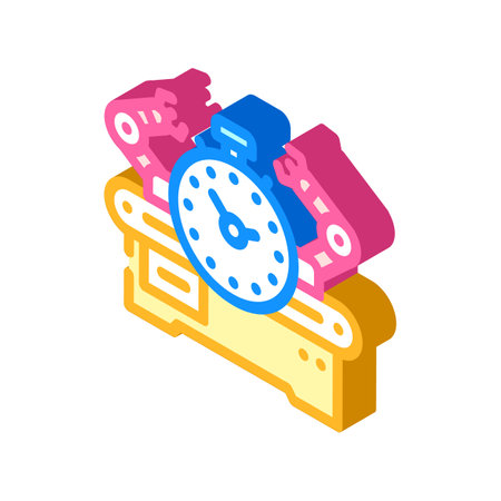 workflow optimization manufacturing engineer isometric icon vector illustrationのイラスト素材
