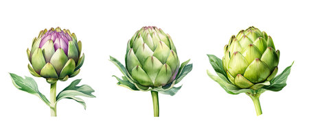 healthy artichoke ai generated. thistle plant, henutritious culinary, cooking roasted healthy artichoke illustration watercolorの素材