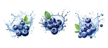 refreshment blueberry splash juice ai generated. healthy fresh, organic purple, drink thirst-quenching refreshment blueberry splash juice illustration watercolorの素材