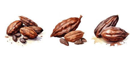 sweet cacao chocolate ai generated. treat cocoa, dessert indulgence, cocoa bean sweet cacao chocolate illustration watercolorの素材