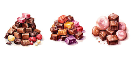 treat candy chocolate ai generated. cocoa indulgence, dessert cocoa, bean delight treat candy chocolate illustration watercolorの素材