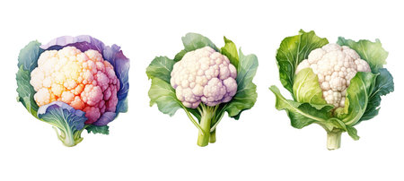 edible cauliflower ai generated. healthy florets, nutritious culinary, plant cauliflower edible cauliflower illustration watercolorの素材