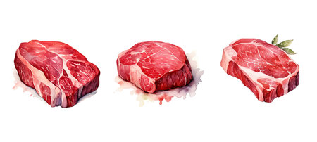 culinary flank meat ai generated. beef cooking, steak cut, beef dish culinary flank meat illustration watercolorの素材