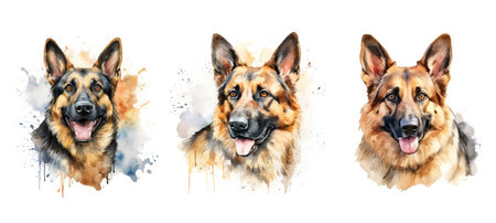 loyal german shepherd dog ai generated. versatile working, pet breed, companion traits loyal german shepherd dog illustration watercolorの素材