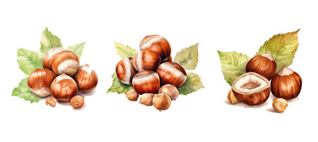 variety hazelnut ai generated. cooking hazelnut, flavor hazelnut, uses versatile variety hazelnut illustration watercolorの素材