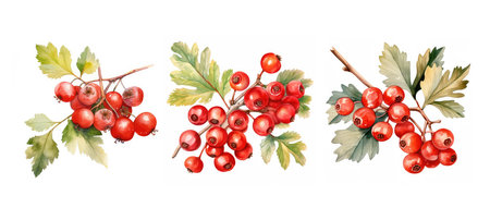 tangy hawthorn ai generated. small fruit, berry hawthorn, plant hawthorn tangy hawthorn illustration watercolorの素材