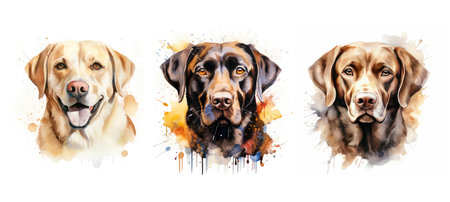 dog labrador retriever ai generated. breed friendly, loyal intelligent, companion pet dog labrador retriever illustration watercolorの素材