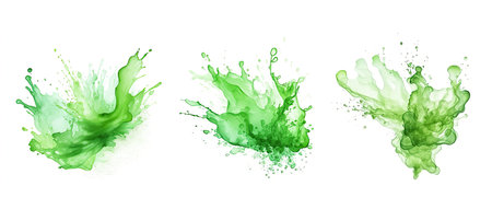 nature light green color splash water ai generated. liquid vibrant, fresh droplets, abstract cool nature light green color splash water illustration watercolorの素材