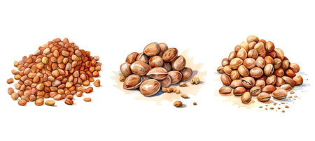 protein lentil nut ai generated. healthy plant-based, vegetarian cooking, ingredient ritious protein lentil nut illustration watercolorの素材