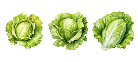 cooking lettuce ai generated. leafy greens, ingredient lettuce, variety cooking lettuce illustration watercolorの素材