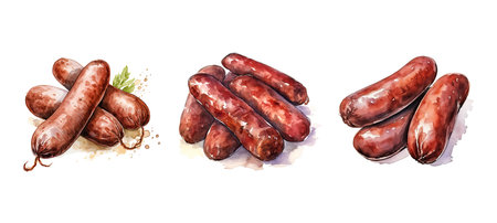 culinary liver sausage ai generated. meat cooking, link meat, variety cooking culinary liver sausage illustration watercolorの素材