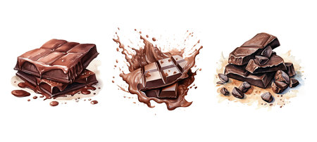 dessert organic chocolate ai generated. cocoa cocoa, natural ethically sourced sustainable dessert organic chocolate illustration watercolorの素材
