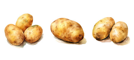 cooking potato ai generated. potato variety, ingredient versatile, vegetable cooking potato illustration watercolorの素材