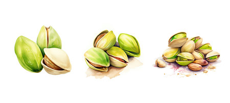 culinary pistachio nut ai generated. cooking ingredient healthy, snack, seed culinary culinary pistachio nut illustration watercolorの素材