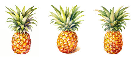 sweet pineapple ai generated. juicy pineapple, culinary cooking, tropical fruit sweet pineapple illustration watercolorの素材
