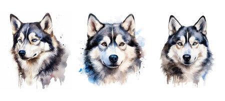 plate siberian husky ai generated. meat meat, cooking protein, savory cuisine plate siberian husky illustration watercolorの素材