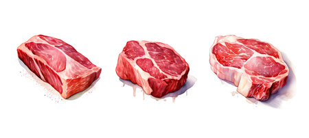 pork shank meat ai generated. cut y, protein culinary, portion dish pork shank meat illustration watercolorの素材