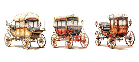 old vintage horse carriage ai generated. world transportation, antique retro, travel design old vintage horse carriage illustration watercolorの素材