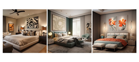 clean contemporary guest room interior design ai generated. lines minimalist, neutral colors, functionality luxury clean contemporary guest room interior design illustrationの素材