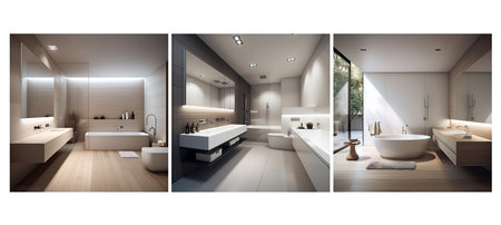 home minimalist bathroom interior design ai generated. wall apartment, modern floor, furniture contemporary home minimalist bathroom interior design illustrationの素材