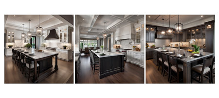 decor transitional kitchen interior design ai generated. blend of, traditional and neutral colors decor transitional kitchen interior design illustrationの素材