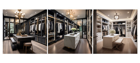 decor transitional walk in closet interior design ai generated. blend of, and contemporary, neutral colors decor transitional walk in closet interior design illustrationの素材