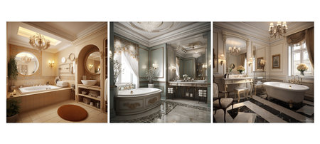 modern traditional bathroom interior design ai generated. furniture style, decoration house, background light modern traditional bathroom interior design illustrationの素材