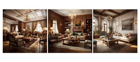 modern traditional living room interior design ai generated. furniture decor, decoration house, background light modern traditional living room interior design illustrationの素材