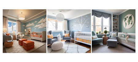 traditional transitional nursery interior design ai generated. and neutral, colors clean, lines baby-friendly traditional transitional nursery interior design illustrationの素材