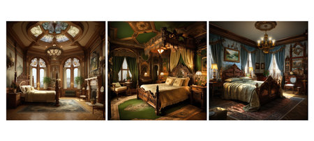 victorian bedroom interior design ai generated. luxury classic, decoration modern, living sofa room victorian bedroom interior design illustrationの素材