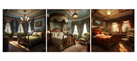 decoration victorian guest room interior design ai generated. modern home, sofa house, vintage decor decoration victorian guest room interior design illustrationの素材
