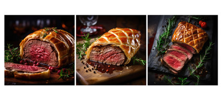 pastry beef wellington food texture background illustration gourmet savory, delicious photography, delicious meat pastry beef wellington food texture backgroundの素材