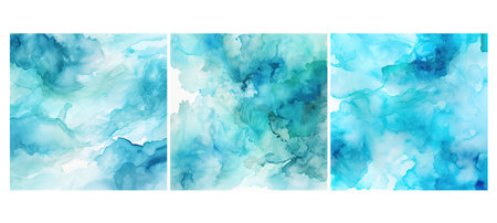 paint cyan watercolor background illustration artistic painted, wet texture, blue aqua paint cyan watercolor backgroundの素材
