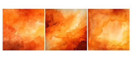 painted dark orange watercolor background illustration wet texture, color wash, brush stroke painted dark orange watercolor backgroundの素材