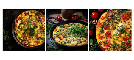 egg frittata food texture background illustration delicious meal, breakfast brunch, cuisine savory egg frittata food texture backgroundの素材