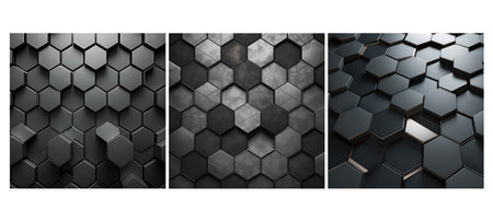 six gray hexagon background illustration sided shapes, geometric, six sided six gray hexagon backgroundの素材