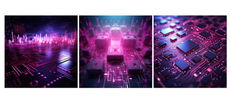 digital magenta technology soft background illustration futuristic design, wallpaper futuristic, creative vibrant digital magenta technology soft backgroundの素材